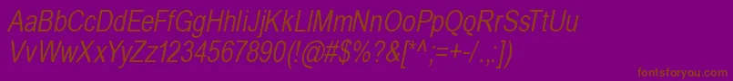 Fonte BabelsansOblique – fontes marrons em um fundo roxo