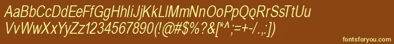 fuente BabelsansOblique – Fuentes Amarillas Sobre Fondo Marrón