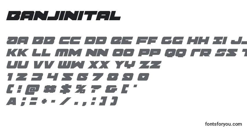 Schriftart Banjinital – Alphabet, Zahlen, spezielle Symbole