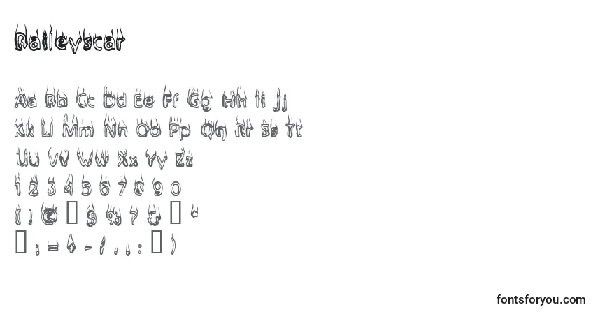 A fonte Baileyscar (52126) – alfabeto, números, caracteres especiais
