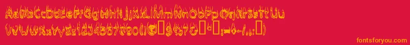 Baileyscar-Schriftart – Orangefarbene Schriften auf rotem Hintergrund