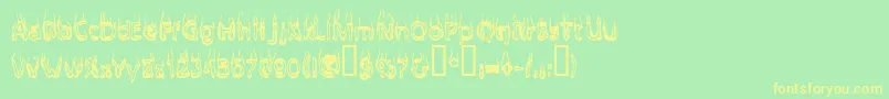 フォントBaileyscar – 黄色の文字が緑の背景にあります