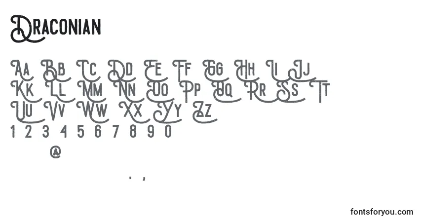 Schriftart Draconian – Alphabet, Zahlen, spezielle Symbole