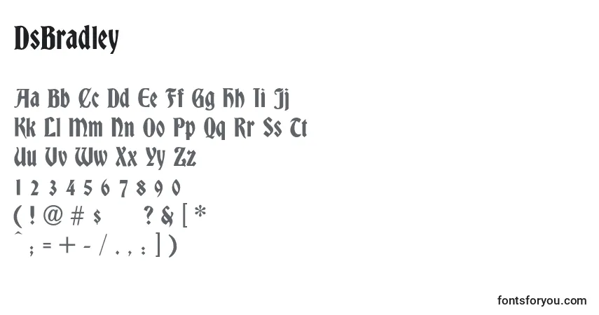 Schriftart DsBradley (52128) – Alphabet, Zahlen, spezielle Symbole