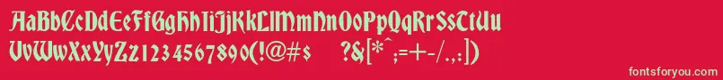 フォントDsBradley – 赤い背景に緑の文字