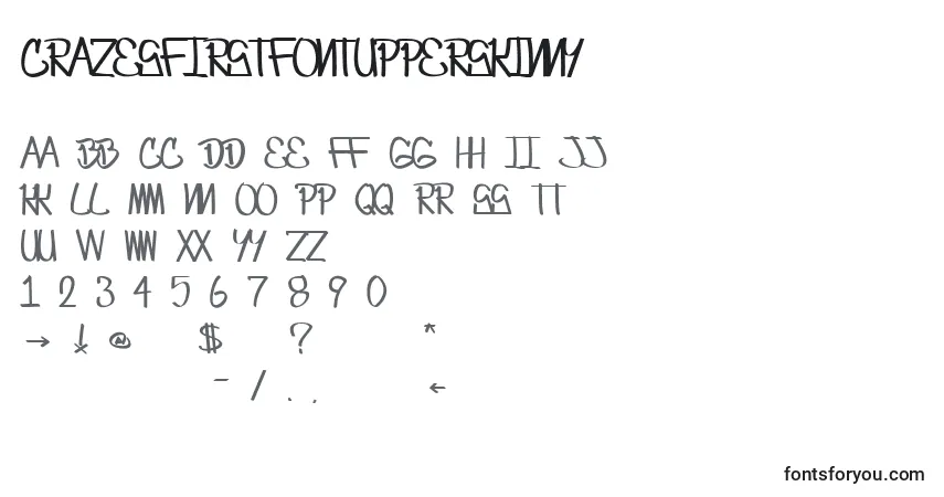 Шрифт CrazesFirstFontUpperSkinny – алфавит, цифры, специальные символы