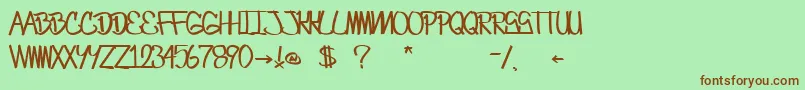 CrazesFirstFontUpperSkinny Font – Brown Fonts on Green Background