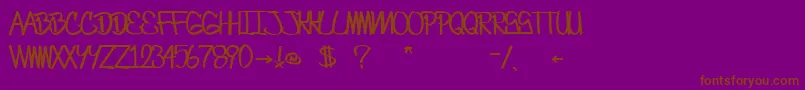 CrazesFirstFontUpperSkinny-fontti – ruskeat fontit violetilla taustalla
