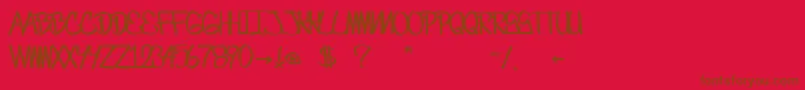 CrazesFirstFontUpperSkinny Font – Brown Fonts on Red Background