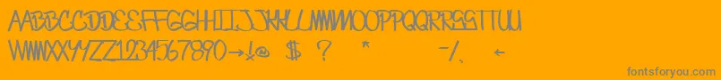 CrazesFirstFontUpperSkinny-fontti – harmaat kirjasimet oranssilla taustalla