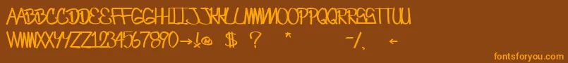 Шрифт CrazesFirstFontUpperSkinny – оранжевые шрифты на коричневом фоне