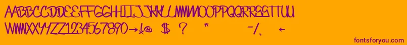 CrazesFirstFontUpperSkinny Font – Purple Fonts on Orange Background