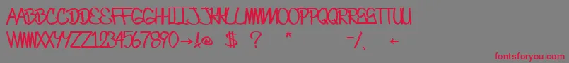 CrazesFirstFontUpperSkinny Font – Red Fonts on Gray Background