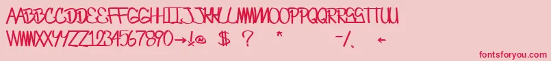CrazesFirstFontUpperSkinny Font – Red Fonts on Pink Background