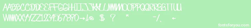Fonte CrazesFirstFontUpperSkinny – fontes brancas em um fundo verde