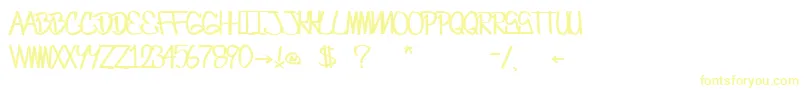 Fonte CrazesFirstFontUpperSkinny – fontes amarelas em um fundo branco