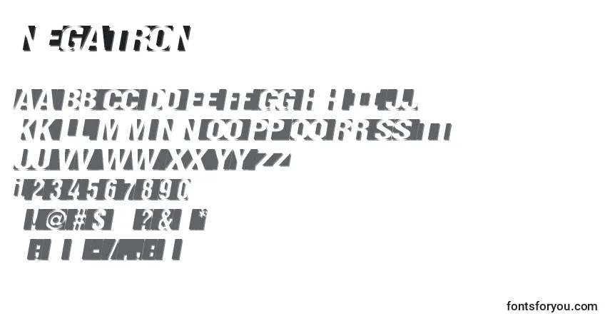 A fonte Negatron – alfabeto, números, caracteres especiais
