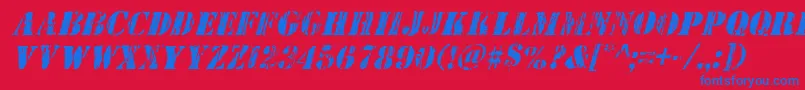 Wetworksital Font – Blue Fonts on Red Background
