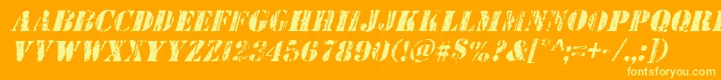 Wetworksital-Schriftart – Gelbe Schriften auf orangefarbenem Hintergrund