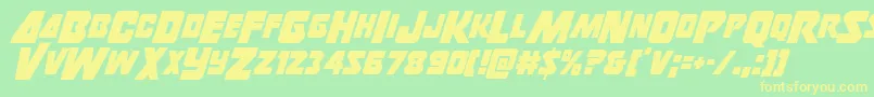 フォントThunderstrikecond – 黄色の文字が緑の背景にあります