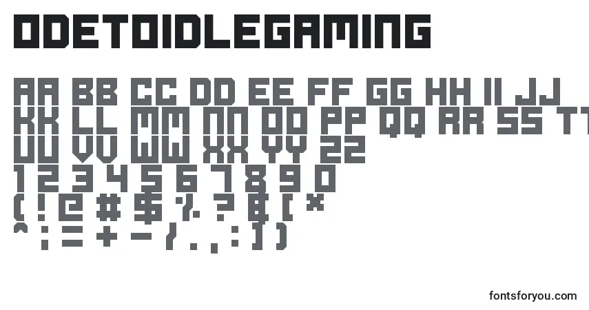 Fuente OdeToIdleGaming - alfabeto, números, caracteres especiales