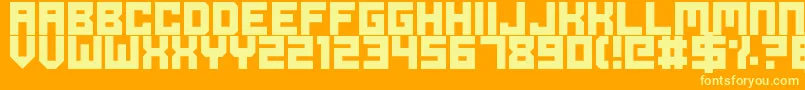OdeToIdleGaming-Schriftart – Gelbe Schriften auf orangefarbenem Hintergrund