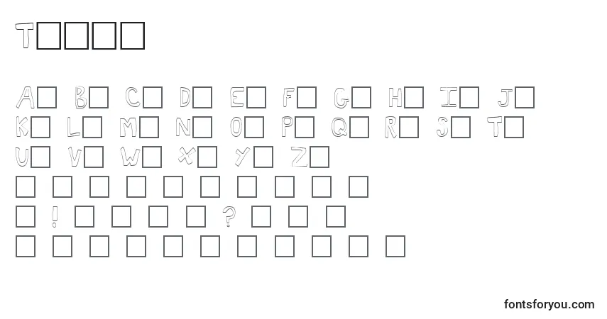 Schriftart Toast – Alphabet, Zahlen, spezielle Symbole