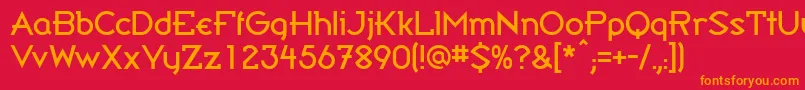 フォントCwBandy – 赤い背景にオレンジの文字