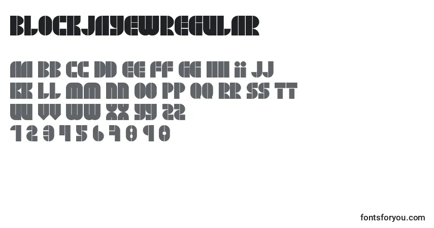 Schriftart BlockjayewRegular – Alphabet, Zahlen, spezielle Symbole