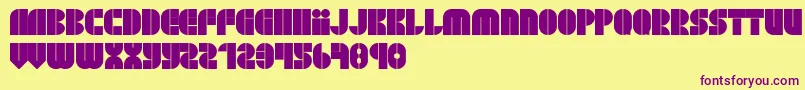 BlockjayewRegular-Schriftart – Violette Schriften auf gelbem Hintergrund