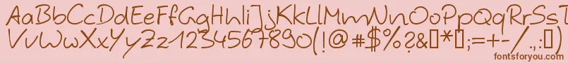Hybi4-Schriftart – Braune Schriften auf rosa Hintergrund