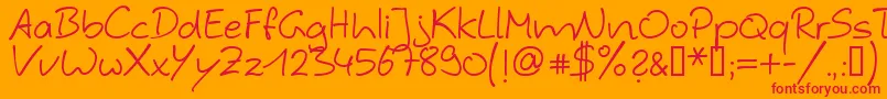 Hybi4-Schriftart – Rote Schriften auf orangefarbenem Hintergrund