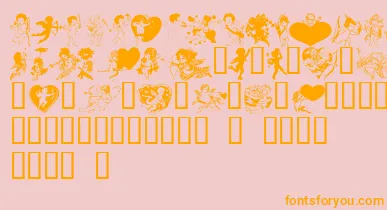LmCupids font – Orange Fonts On Pink Background