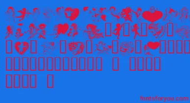 LmCupids font – Red Fonts On Blue Background