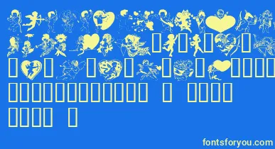 LmCupids font – Yellow Fonts On Blue Background