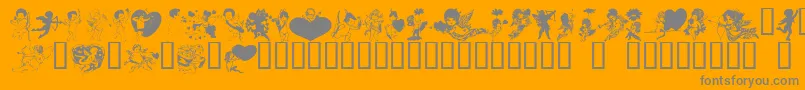 LmCupids-Schriftart – Graue Schriften auf orangefarbenem Hintergrund