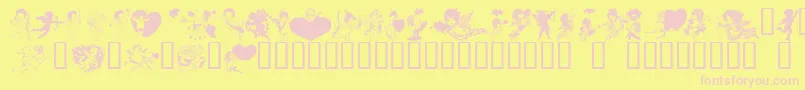 フォントLmCupids – ピンクのフォント、黄色の背景