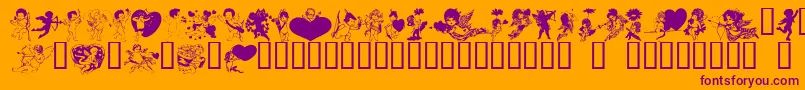 Czcionka LmCupids – fioletowe czcionki na pomarańczowym tle