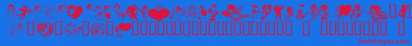 Czcionka LmCupids – czerwone czcionki na niebieskim tle