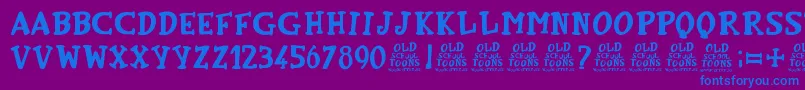 OldSchoolToons Font – Blue Fonts on Purple Background