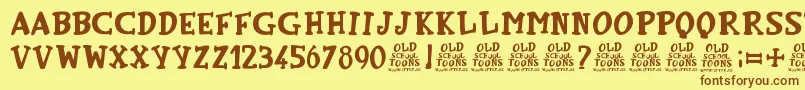 OldSchoolToons Font – Brown Fonts on Yellow Background