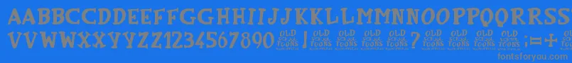 OldSchoolToons Font – Gray Fonts on Blue Background