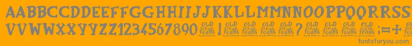 OldSchoolToons-Schriftart – Graue Schriften auf orangefarbenem Hintergrund