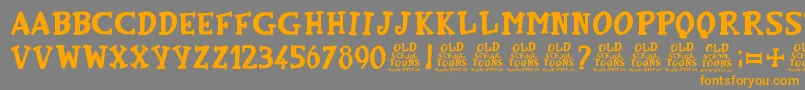 OldSchoolToons-Schriftart – Orangefarbene Schriften auf grauem Hintergrund