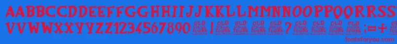 OldSchoolToons Font – Red Fonts on Blue Background