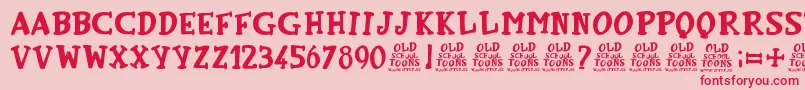 Czcionka OldSchoolToons – czerwone czcionki na różowym tle