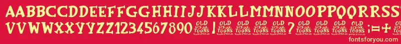 OldSchoolToons Font – Yellow Fonts on Red Background