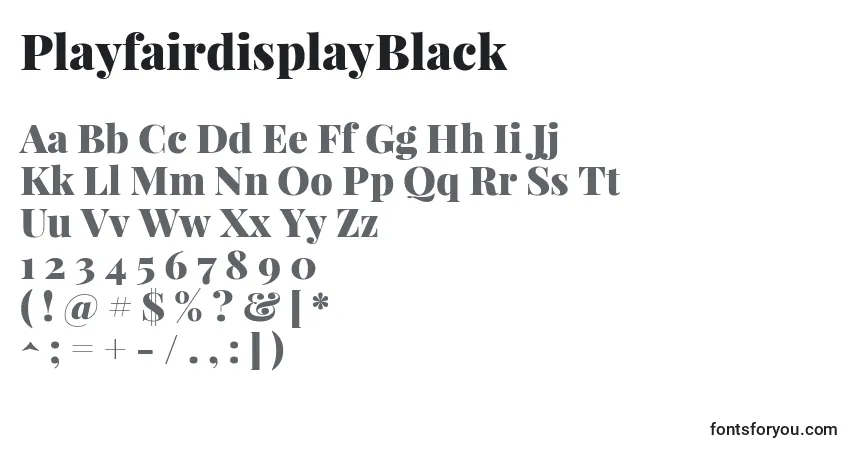 Czcionka PlayfairdisplayBlack – alfabet, cyfry, specjalne znaki