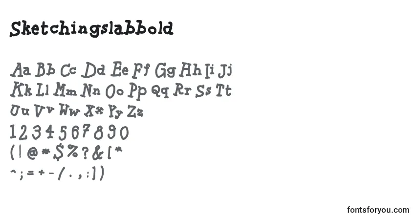 Schriftart Sketchingslabbold – Alphabet, Zahlen, spezielle Symbole