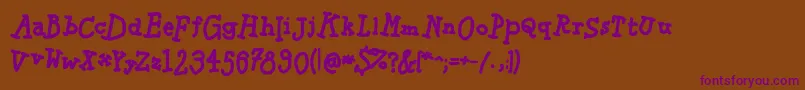 Sketchingslabbold-Schriftart – Violette Schriften auf braunem Hintergrund